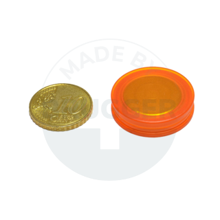 Glass board magnet round orange transparent 25mm | © Brugger GmbH