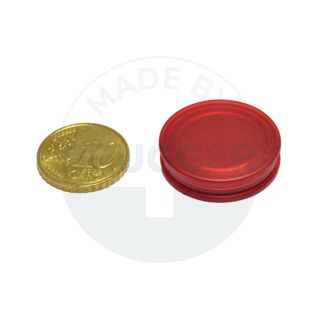 Glass board magnet round red transparent 25mm | © Brugger GmbH