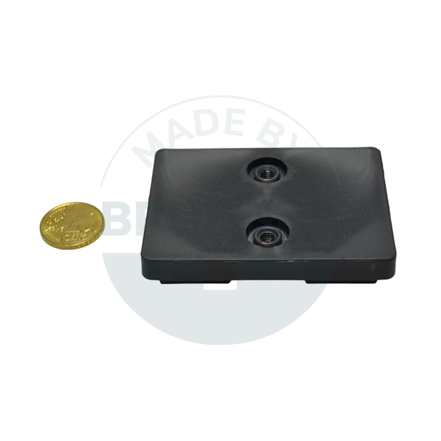 Gummierte Magnetsysteme rechteckig schwarz 70x50mm | © Brugger GmbH