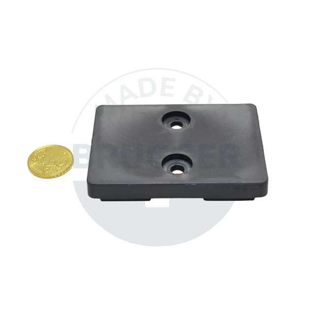 Gummierte Magnetsysteme rechteckig schwarz 70x50mm | © Brugger GmbH