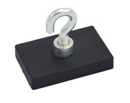 Gummierte Magnetsysteme rechteckig schwarz mit Haken M4 35x22,5mm | © Brugger GmbH