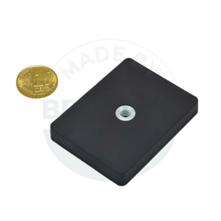 Rubberised magnet system with internal thread rectangular black | © Brugger GmbH