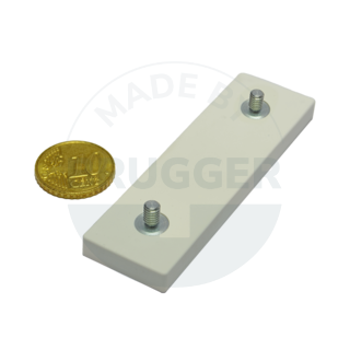 Aimant caoutchouté avec filetage extérieur rectangulaire blanc | © Brugger GmbH