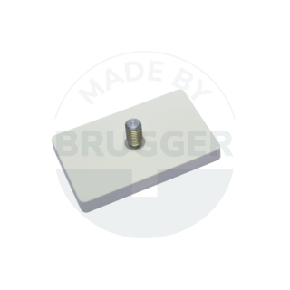 Aimant caoutchouté avec filetage extérieur rectangulaire blanc | © Brugger GmbH