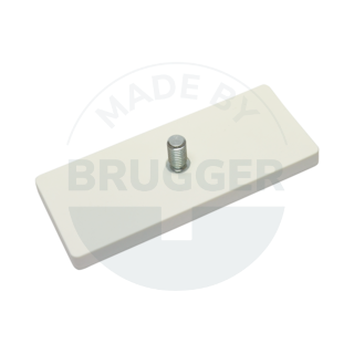 Gummiertes Magnetsystem mit Außengewinde rechteckig weiß | © Brugger GmbH