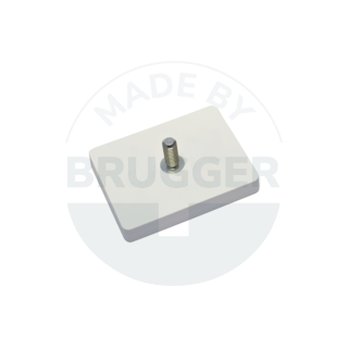 Aimant caoutchouté avec filetage extérieur rectangulaire blanc | © Brugger GmbH