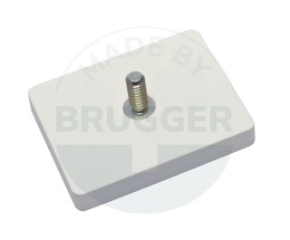 Gummiertes Magnetsystem mit Außengewinde rechteckig weiß | © Brugger GmbH