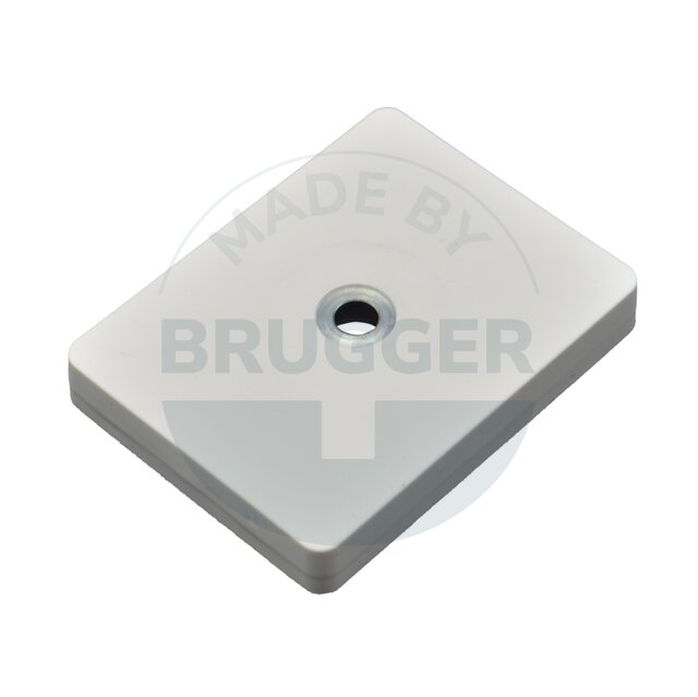 Gummiertes Magnetsystem mit Bohrung und Senkung rechteckig weiß | © Brugger GmbH