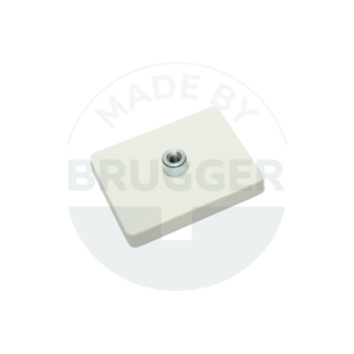Aimant caoutchouté avec douille filetée rectangulaires blanc | © Brugger GmbH