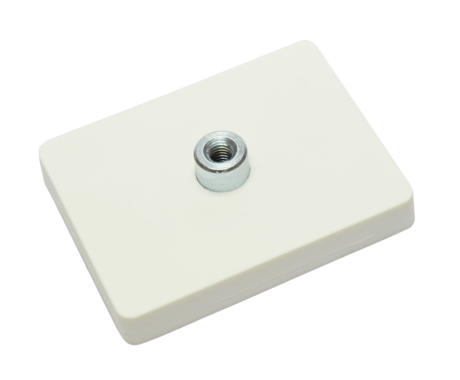 Gummiertes Magnetsystem mit Gewindebuchse rechteckig weiß | © Brugger GmbH