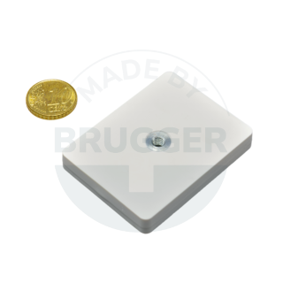 Système magnétique caoutchouté avec filetage intérieur rectangulaire blanc | © Brugger GmbH
