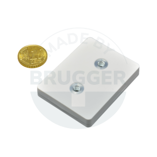 Système magnétique caoutchouté avec filetage intérieur rectangulaire blanc | © Brugger GmbH