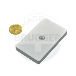 Système magnétique caoutchouté avec filetage intérieur rectangulaire blanc | © Brugger GmbH