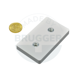 Système magnétique caoutchouté avec filetage intérieur rectangulaire blanc | © Brugger GmbH