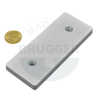 Système magnétique caoutchouté avec filetage intérieur rectangulaire blanc | © Brugger GmbH