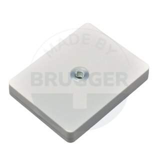 Gummiertes Magnetsystem mit Innengewinde rechteckig weiß | © Brugger GmbH