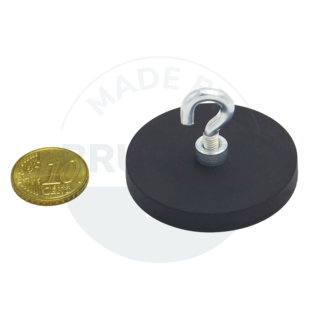 round magnet system black rubberized with hook ø 43 | © Brugger GmbH