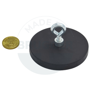 round magnet system black rubberized with eyelet ø 66 | © Brugger GmbH