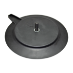 Rubberised magnet system black Ø 125mm with external thread, sealing lip and release tab | © Brugger GmbH