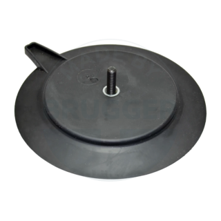 Rubberised magnet system black Ø 125mm with external thread, sealing lip and release tab | © Brugger GmbH