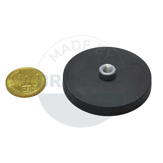 Gummierter Magnet mit Gewindebuchse 43mm M5 | © Brugger GmbH