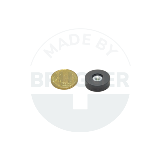 Rubberised magnet with internal thread 18mm M4 | © Brugger GmbH