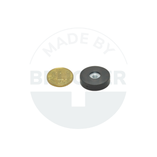 Rubberised magnet with internal thread 22mm M4 | © Brugger GmbH