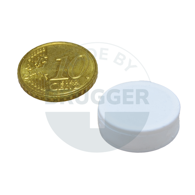 Magnet mit weißem Kunstoffmantel und beidseitige Haftfläche 18mm | © Brugger Gmbh Magnetsysteme
