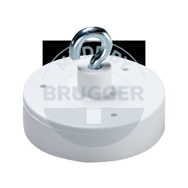 Hakenmagnet aus Hartferrit mit Kunstoffgehäuse rund weiß | © Brugger GmbH