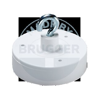 Hakenmagnet-HAMAG-C-start | © Brugger GmbH Hakenmagnet aus Hartferrit mit Kunstoffgehäuse rund weiß | © Brugger GmbH