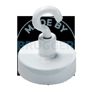 Hakenmagnet-DEMAG-20-start | © Brugger GmbH Hakenmagnet mit Metallgehäuse rund, weiß lackiert | © Brugger GmbH