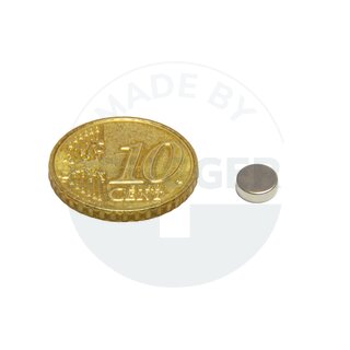 Scheibenmagnet aus NdfeB bis 80° 6x2mm | © Brugger GmbH