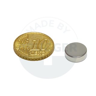Scheibenmagnet aus NdfeB bis 80°C 10x3mm | © Brugger GmbH