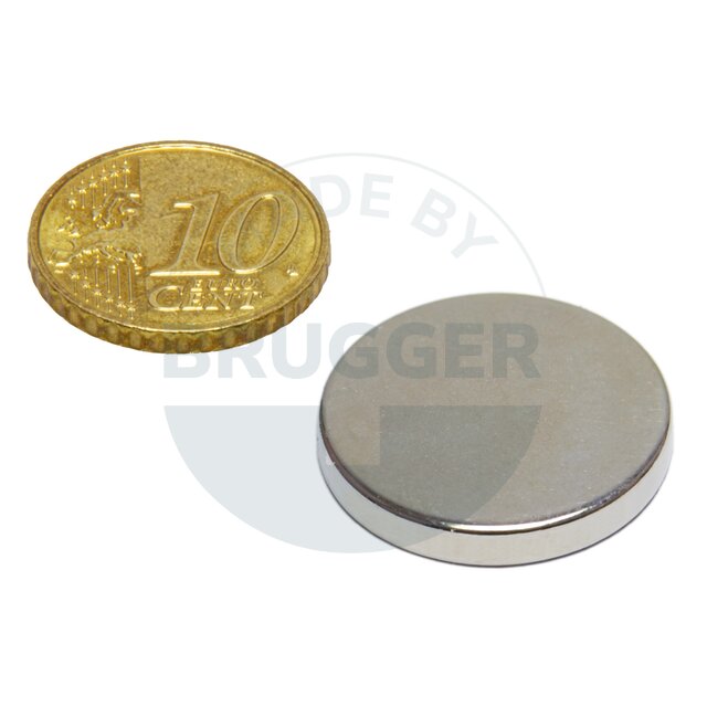 Scheibenmagnet aus NdfeB bis 80° 24x3mm | © Brugger GmbH