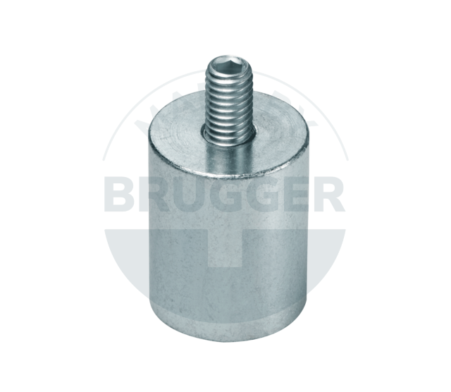 Stabgreifer aus AlNiCo Stahlgehäuse mit Außengewinde verzinkt 20mm M6x10 | © Brugger GmbH
