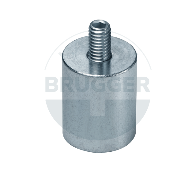 Stabgreifer aus NdFeB Stahlgehäuse mit Außengewinde verzinkt 20mm M6x10 | © Brugger GmbH