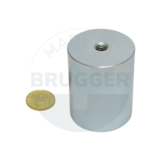 Aimant grappin en NdFeB boîtier en acier avec filetage intérieur galvanisé 40mm | © Brugger GmbH