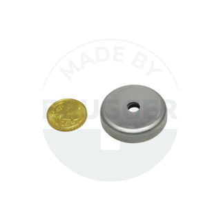 Pot magnet stainless steel housing with bore and countersink 32mm made of hard ferrite | © Brugger GmbH