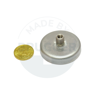 Topfmagnet Edelstahlgehäuse mit Gewindebuchse 40mm M5 aus Hartferrit | © Brugger GmbH