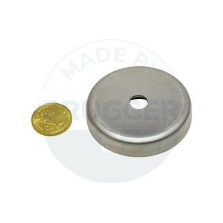Pot magnet made of hard ferrite stainless steel housing with cylinder bore 50mm | © Brugger GmbH