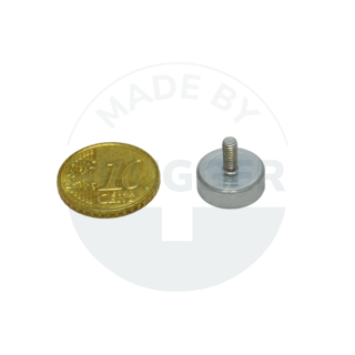 Aimant à pot en ferrite dure boîtier en acier avec filetage extérieur galvanisé 13mm M3x7 | © Brugger GmbH