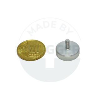 Aimant à pot en ferrite dure boîtier en acier avec filetage extérieur galvanisé 16mm M3x7 | © Brugger GmbH