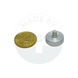 Aimant à pot en ferrite dure boîtier en acier avec filetage extérieur galvanisé 16mm M4x6 | © Brugger GmbH