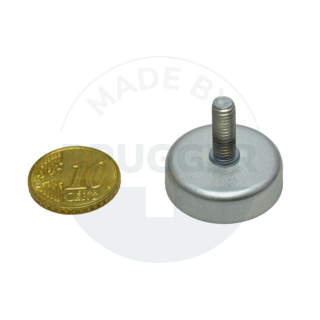 Aimant à pot en ferrite dure boîtier en acier avec filetage extérieur galvanisé 25mm M5x15 | © Brugger GmbH