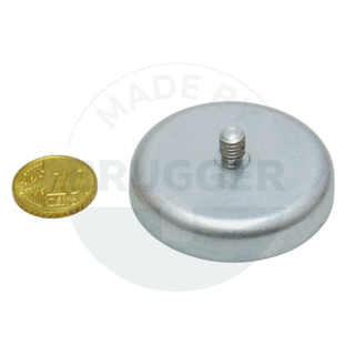 Topfmagnet aus Hartferrit Stahlgehäuse mit Außengewinde verzinkt 47mm M6x8 | © Brugger GmbH