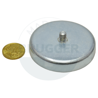 Topfmagnet aus Hartferrit Stahlgehäuse mit Außengewinde verzinkt 57mm M6x8 | © Brugger GmbH