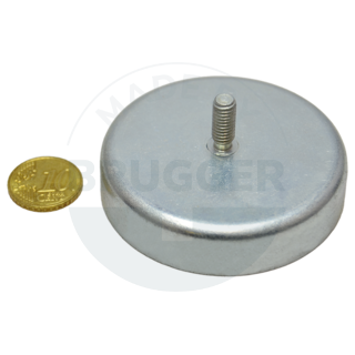 Topfmagnet aus Hartferrit Stahlgehäuse mit Außengewinde verzinkt 63mm M6x15 | © Brugger GmbH