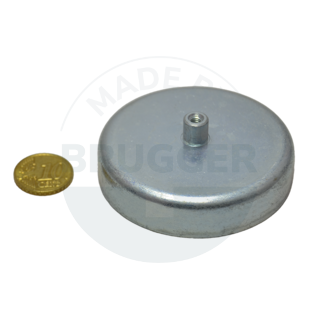 Pot magnet made of hard ferrite steel housing with threaded bush galvanised 63mm M4 | © Brugger GmbH