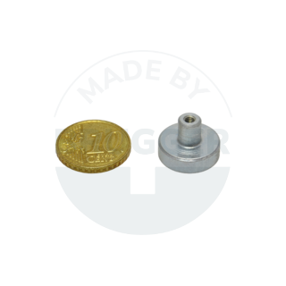 Pot magnet made of hard ferrite steel housing with threaded bush galvanised 16mm M3 | © Brugger GmbH