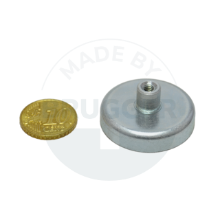 Pot magnet made of hard ferrite steel housing with threaded bush galvanised 32mm M4 | © Brugger GmbH